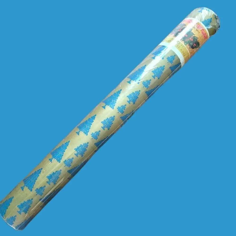 Vintage Wondrous Giftwrap by Kaycrest Christmas Tree Present Wrapping Paper MCM